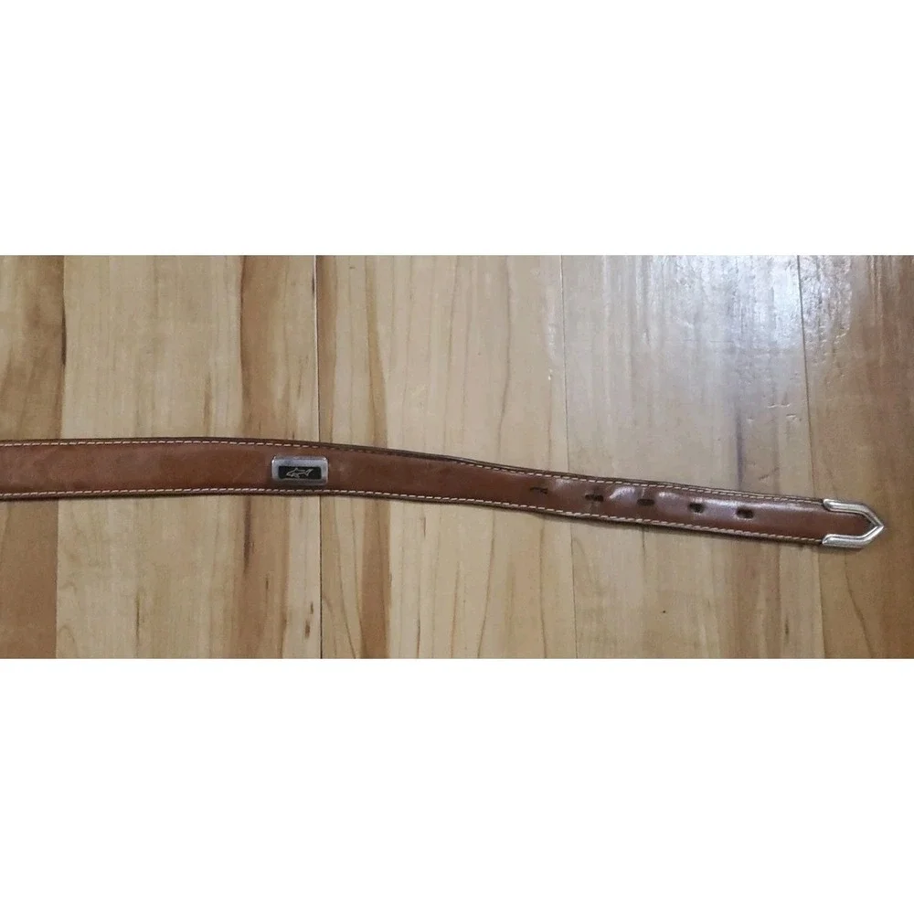 Vintage Greg Noman Brown Leather BELT Golf Shark Logo Conchos Men Size 40‎